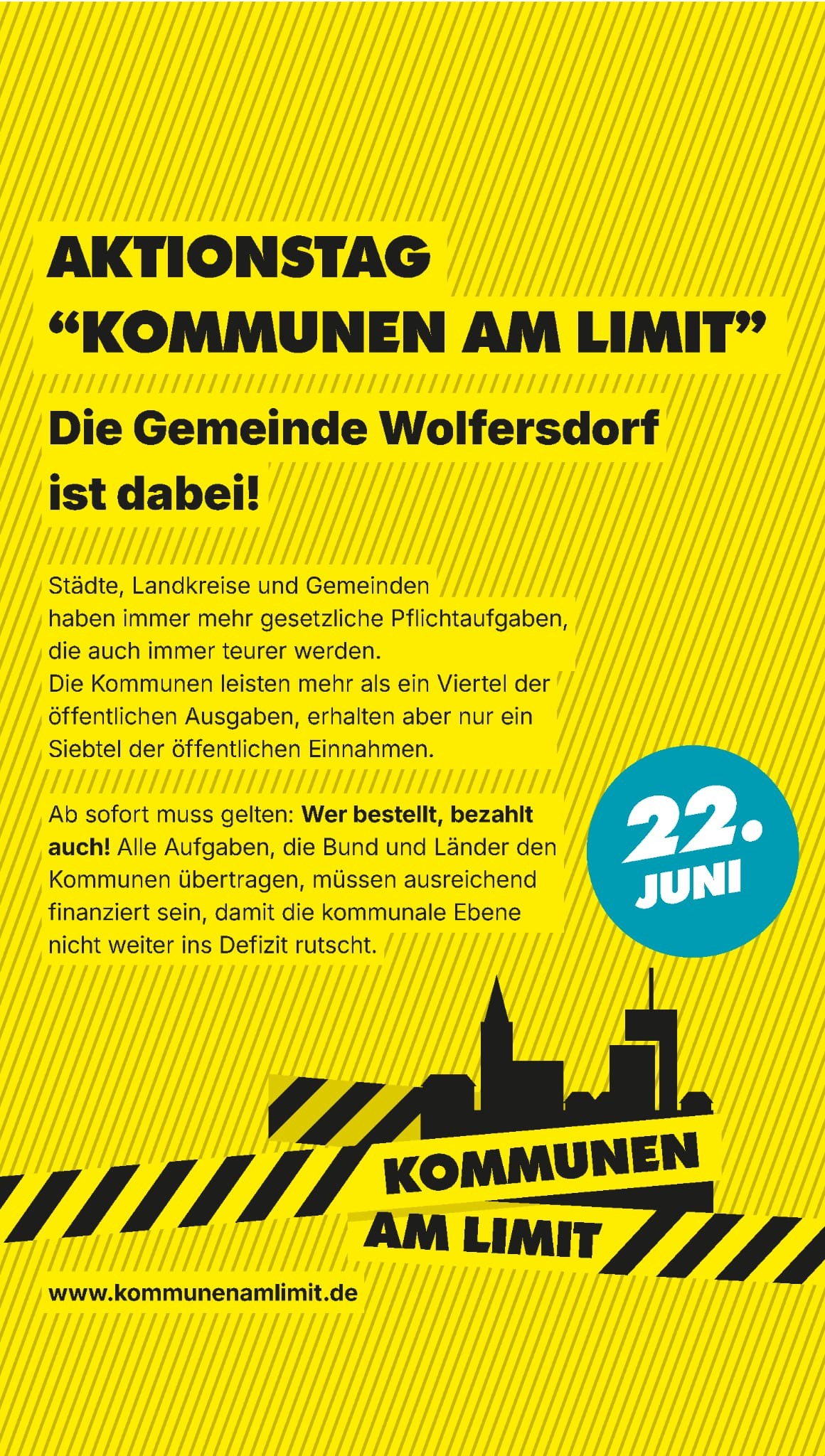 Aktion "Kommunen am Limit" Die Gemeinde Wolfersdorf ist dabei!